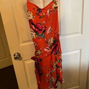floral spaghetti strap wrap dress